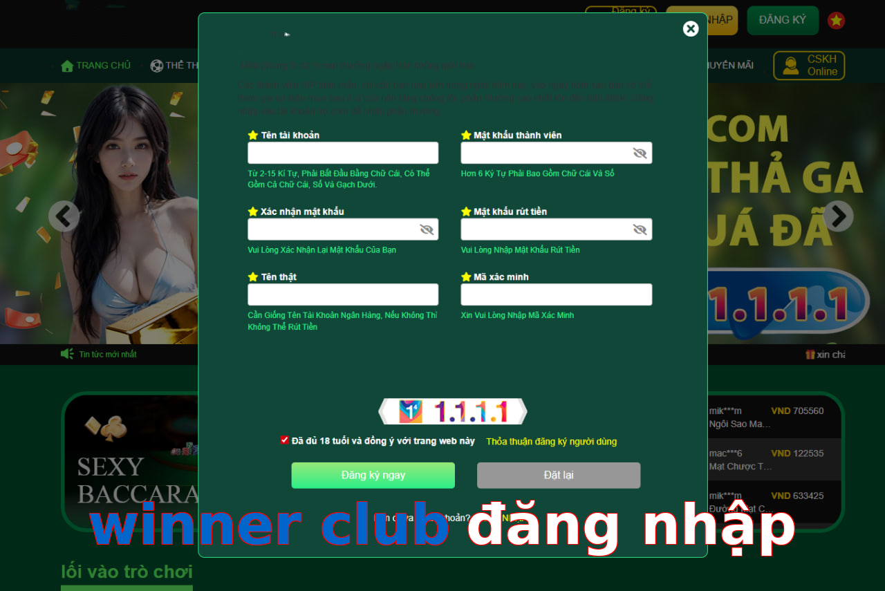 winner club đăng nhập